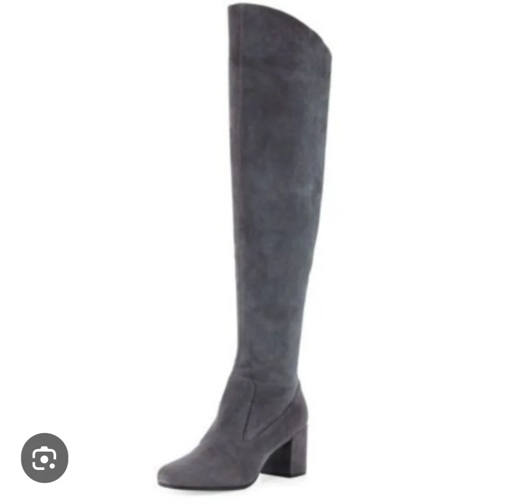 Steve Madden Jacoby Over the Knee Vegan Suede Boots Gray Size 7.5 Pointed Toe